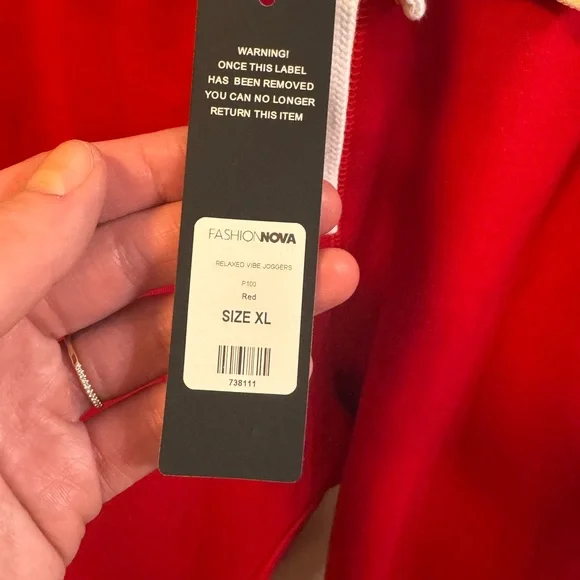 Fashion Nova Relaxed Red Joggers - Picture 3 of 4